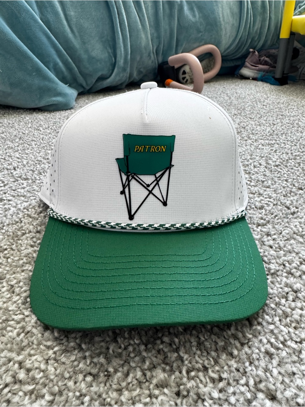 Patron White & Green Snapback Hat with Chair Logo